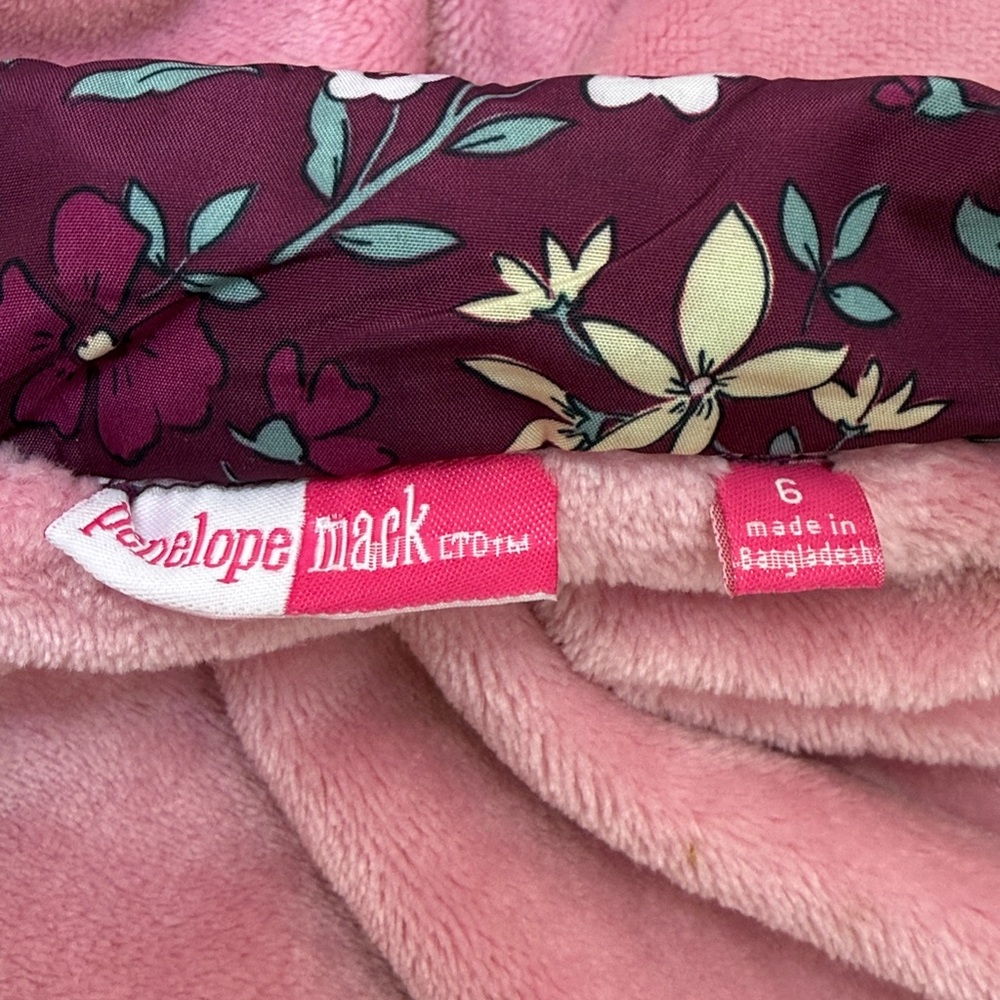 Penelope Mack Girls Floral Purple Pink Hooded Coat with Ruffles - Picture 9 of 10